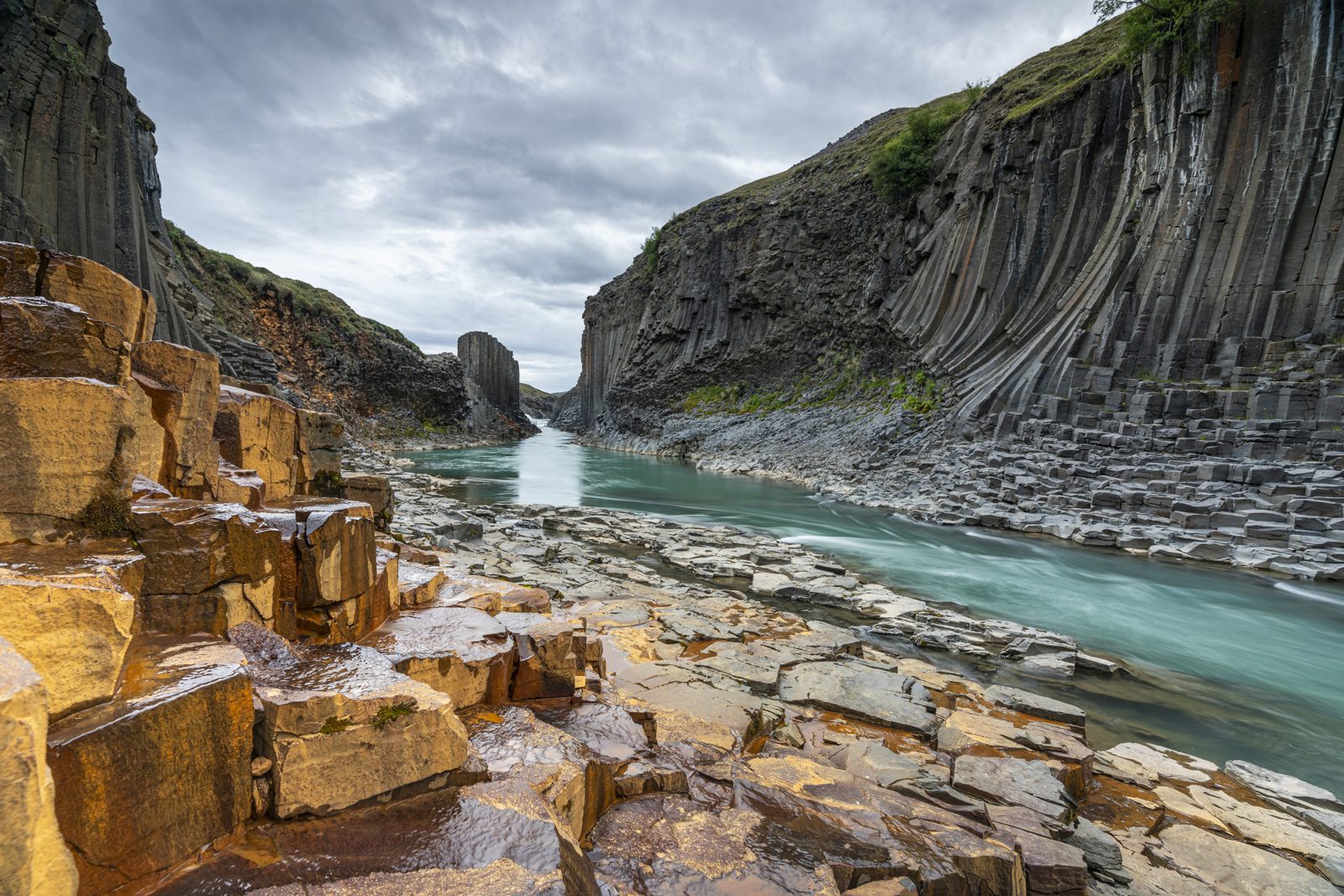 Stuðlagil basalt column canyon in East Iceland